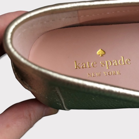 COPY - Kate ♠️ Spade NEW YORK Bergman Gold Leather Loafers Spade Detail authent… - Picture 11 of 15